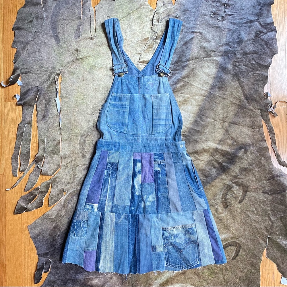 Amazing vtg 60s Lee patchwork denim overall dress